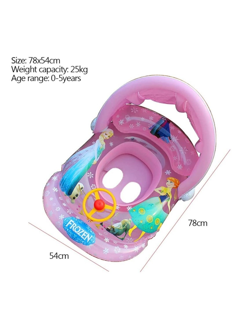 Baby Pool Floats, Inflatable Swimming Ring, Inflatable Float Toys For Swimming Pool With Canopy Pink