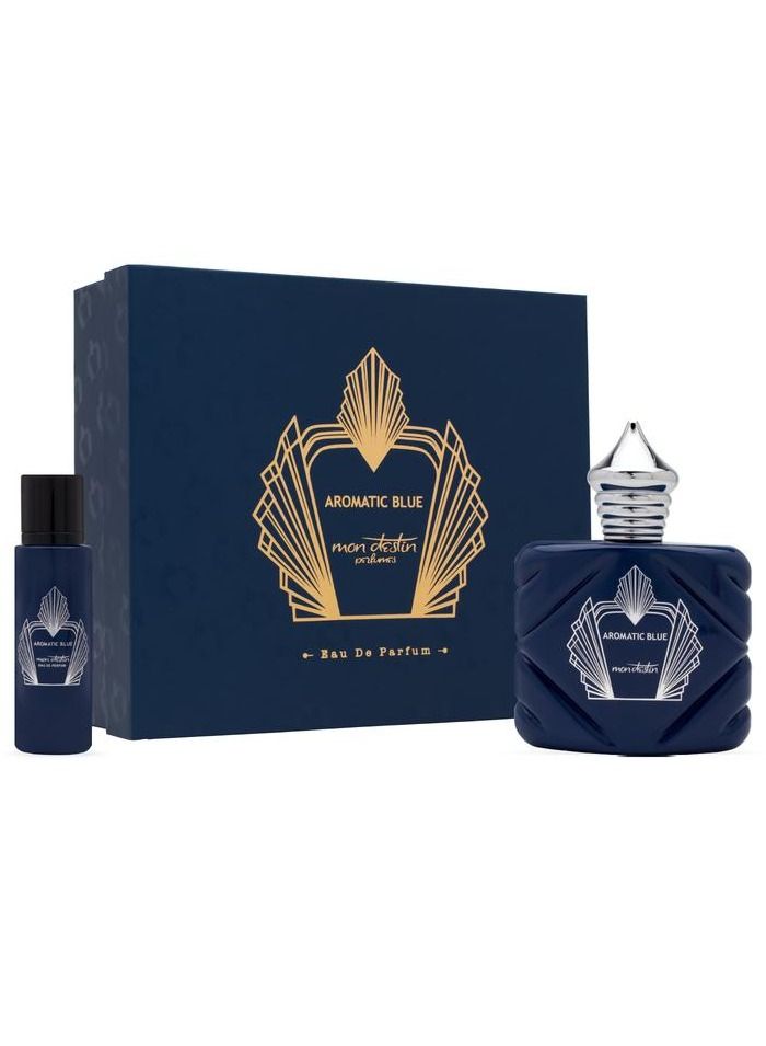 Mon Destin Aromatic Blue Eau De Parfum Fragrance Gift Set for Men 100ML + 30ML Inspired by Chanel Bleu