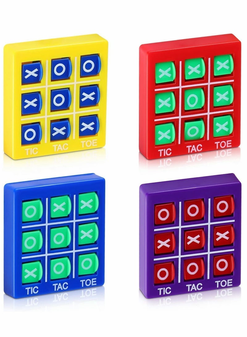 Tic Tac Toe Game Toy, Classic Mini Checkerboard Educational Family Toy Set with Keychain, Portable Casual Tabletop Games for Adults and Kids, Party Classroom (4 Pcs)