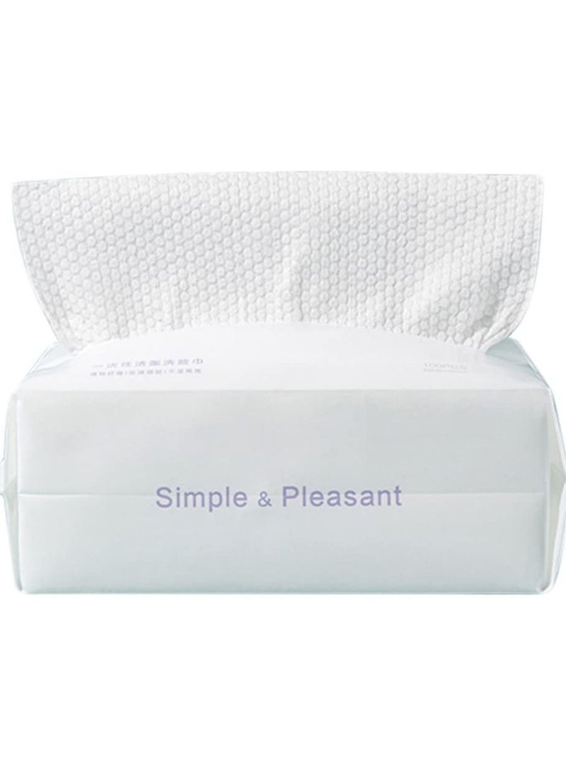 Soft Face Towel Extra Thick Large Disposable Cotton Lint-Free Tissues Makeup Removing Reusable Wipes for Sensitive Skin Care（100 Sheets）