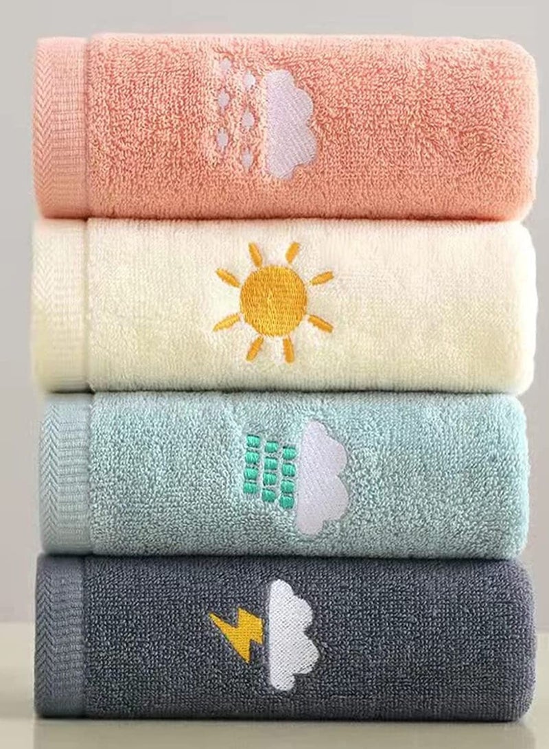 Hand Towels for Bathroom Set 4 Piece, 100% Cotton Bath Towel, Face Towel Soft Highly Absorbent Adults and Children Kitchen, 14x29 Inch (Pink White Blue Gray)