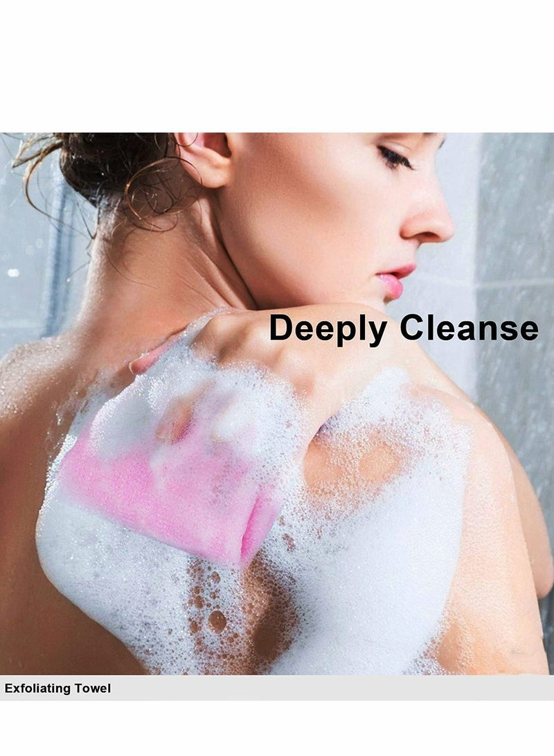 Bath Washcloth, Exfoliating Washcloth Towel 4PCS, Nylon Beauty Skin Wash Sponge, Back Scrubber Washer for Shower, Body Scrub Rag Brush Loofah Exfoliator Exfoliation