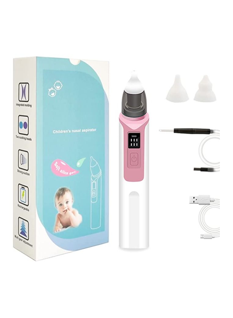 Baby Nasal Aspirator and Ear Wax Suction Vacuum 2 in 1, Electric Nose Sucker for Baby, Baby Nose Sucker with 6 Levels Suction, 2 Silicone Nozzles, 2 Silicone Ear Scoops, 1 Hose