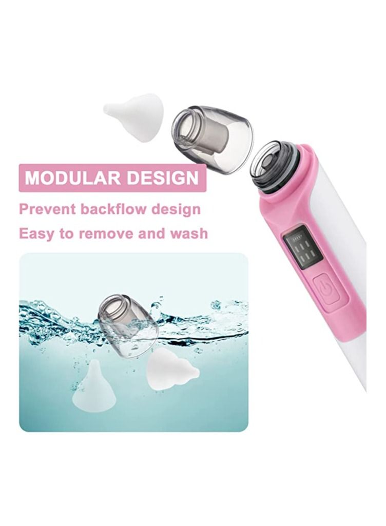 Baby Nasal Aspirator and Ear Wax Suction Vacuum 2 in 1, Electric Nose Sucker for Baby, Baby Nose Sucker with 6 Levels Suction, 2 Silicone Nozzles, 2 Silicone Ear Scoops, 1 Hose