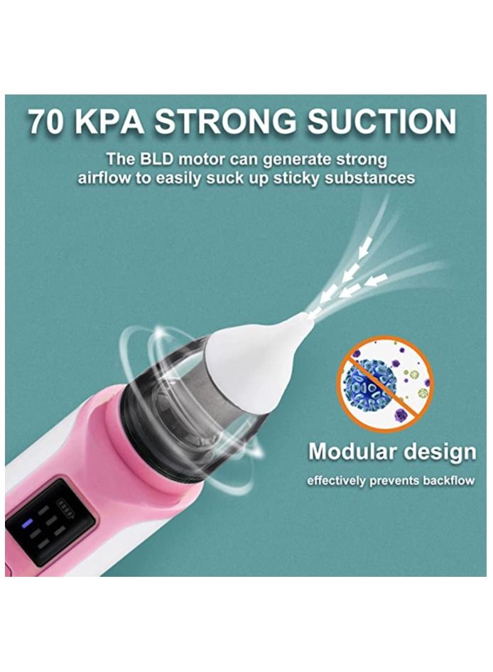 Baby Nasal Aspirator and Ear Wax Suction Vacuum 2 in 1, Electric Nose Sucker for Baby, Baby Nose Sucker with 6 Levels Suction, 2 Silicone Nozzles, 2 Silicone Ear Scoops, 1 Hose