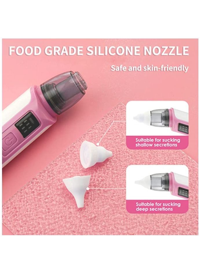 Baby Nasal Aspirator and Ear Wax Suction Vacuum 2 in 1, Electric Nose Sucker for Baby, Baby Nose Sucker with 6 Levels Suction, 2 Silicone Nozzles, 2 Silicone Ear Scoops, 1 Hose