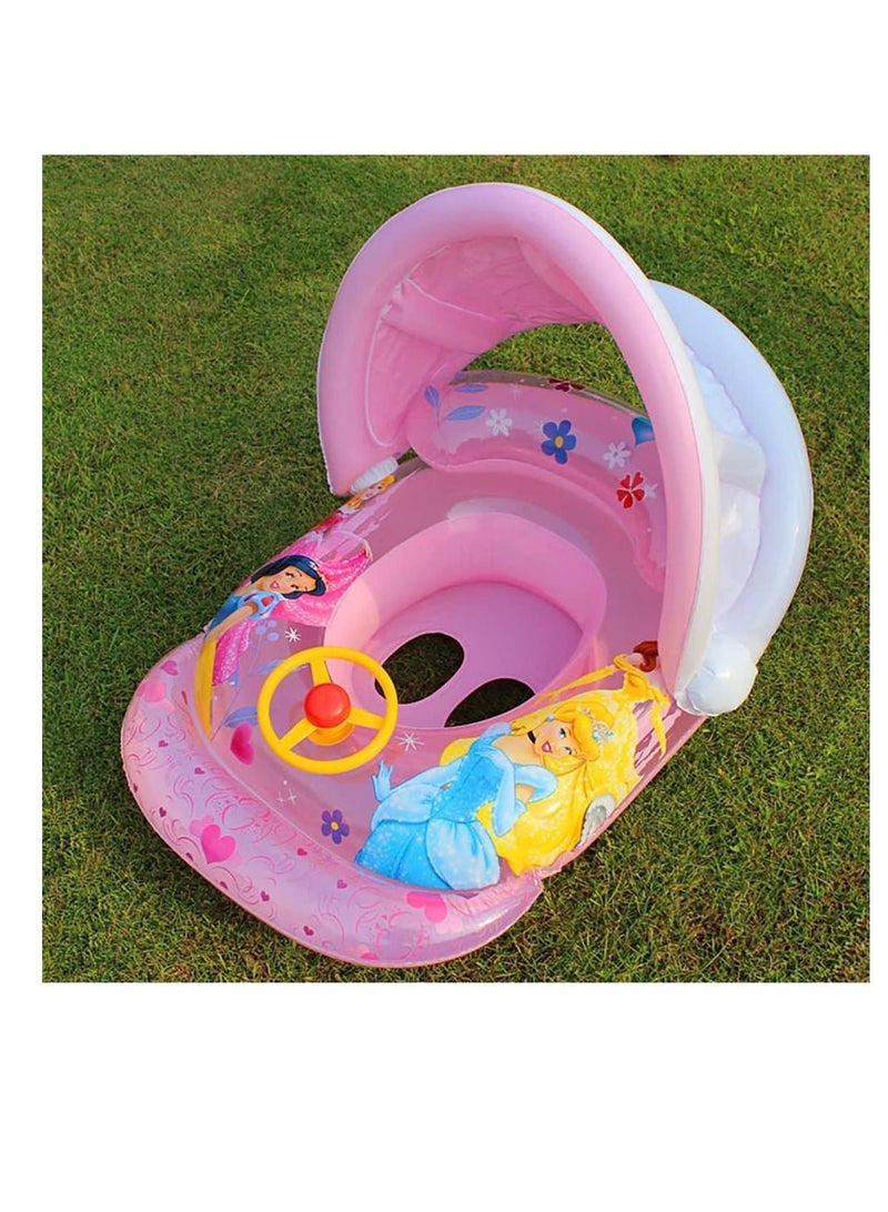 Baby Inflatable Pool Floats, Inflatable Swimming Ring, Inflatable Float Toys For Swimming Pool With Canopy Pink