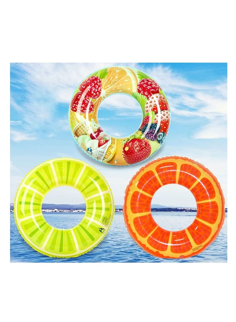 Summer Pool Float,Inflatable Fruit Pool Tube,Kids Pool Raft,3 Pcs Swimming Ring,Summer Fun Water Toys for Kids Adults,Swim Tubes Ring for Beach Toy,Outdoor Swimming Pool Party