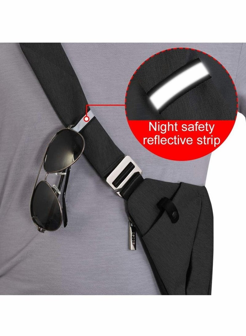 Sling Bag Chest Backpack Casual Daypack Black Shoulder Crossbody Lightweight Anti Theft Outdoor Sport Travel Hiking Bag for Men Women