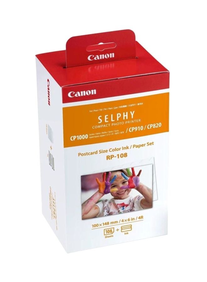 SELPHY Compact Photo Printer Postcard Size Color Ink/Paper Set RP-108