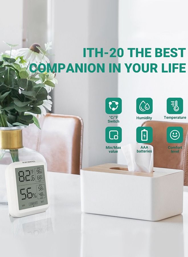 INKBIRD Digital Indoor Thermometer Hygrometer ITH-20 Room Temperature Humidity Monitor Thermo-Hygrometer Humidor Gauge For Home Reptile Succulent