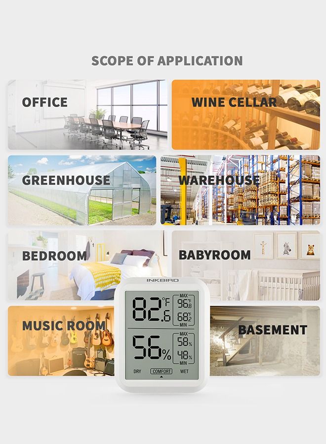 INKBIRD Digital Indoor Thermometer Hygrometer ITH-20 Room Temperature Humidity Monitor Thermo-Hygrometer Humidor Gauge For Home Reptile Succulent