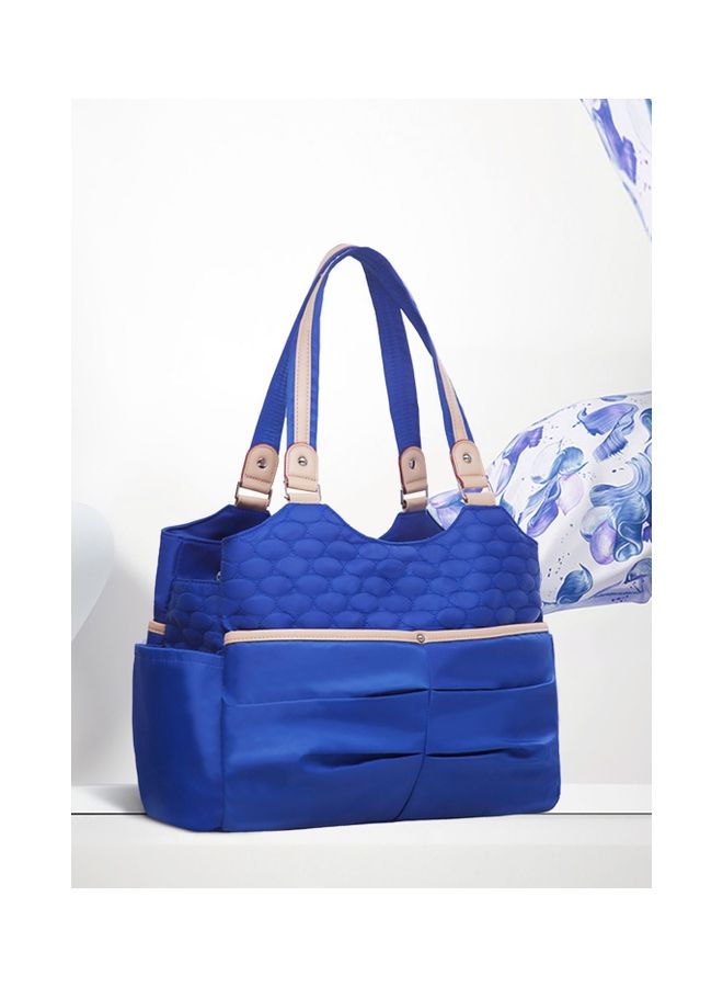 Fashion Diaper Tote Bag With Zipped Pocket - Blue