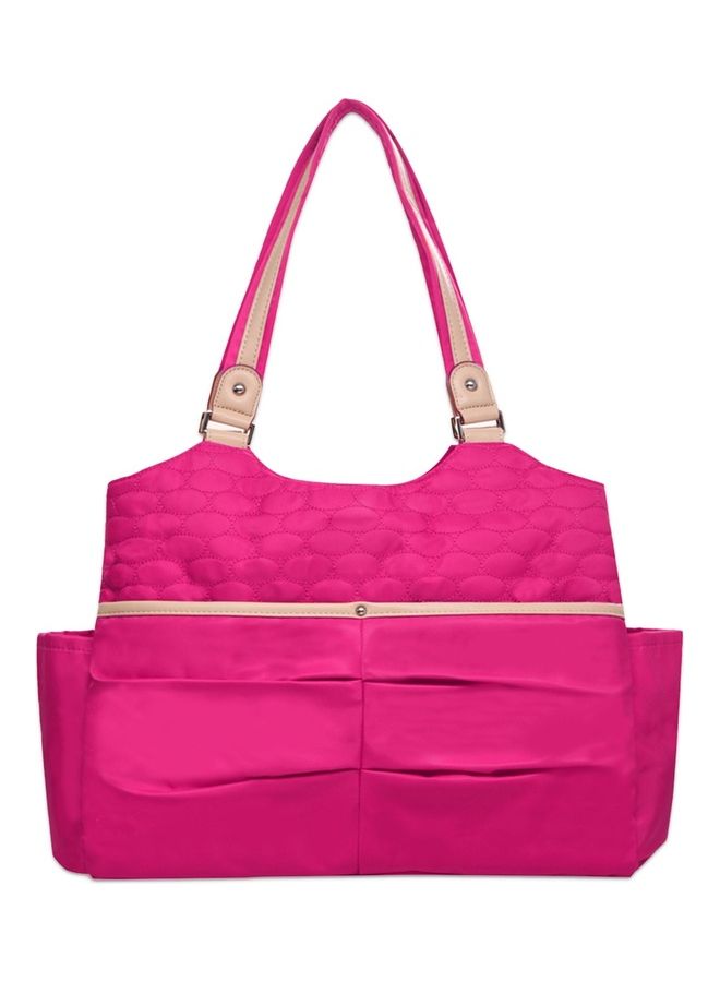 Fashion Diaper Tote Bag With Zipped Pocket - Pink