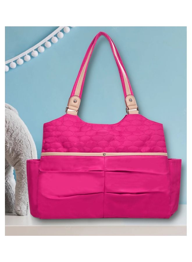 Fashion Diaper Tote Bag With Zipped Pocket - Pink