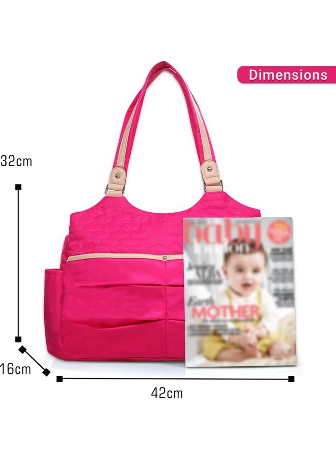 Fashion Diaper Tote Bag With Zipped Pocket - Pink