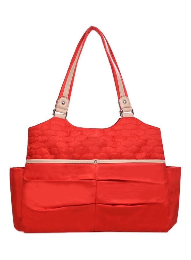 Fashion Diaper Tote Bag With Zipped Pocket - Red