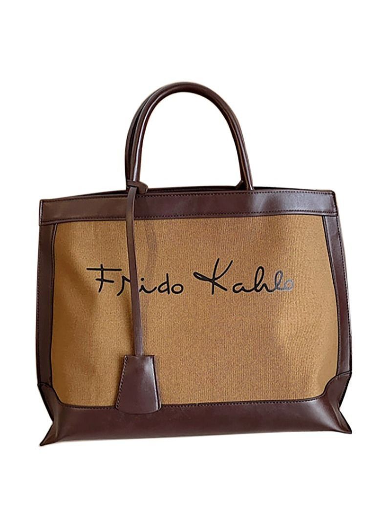 Fashion Designer Shopping Leather Handle Bags Women Handbags Ladies Canvas Tote Handbag