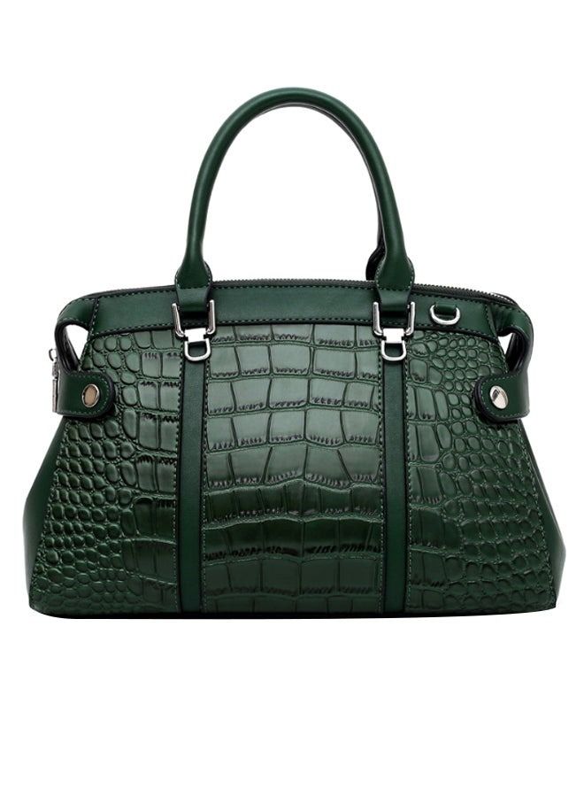 Crocodile Stripe Pattern Satchel Handbag Green