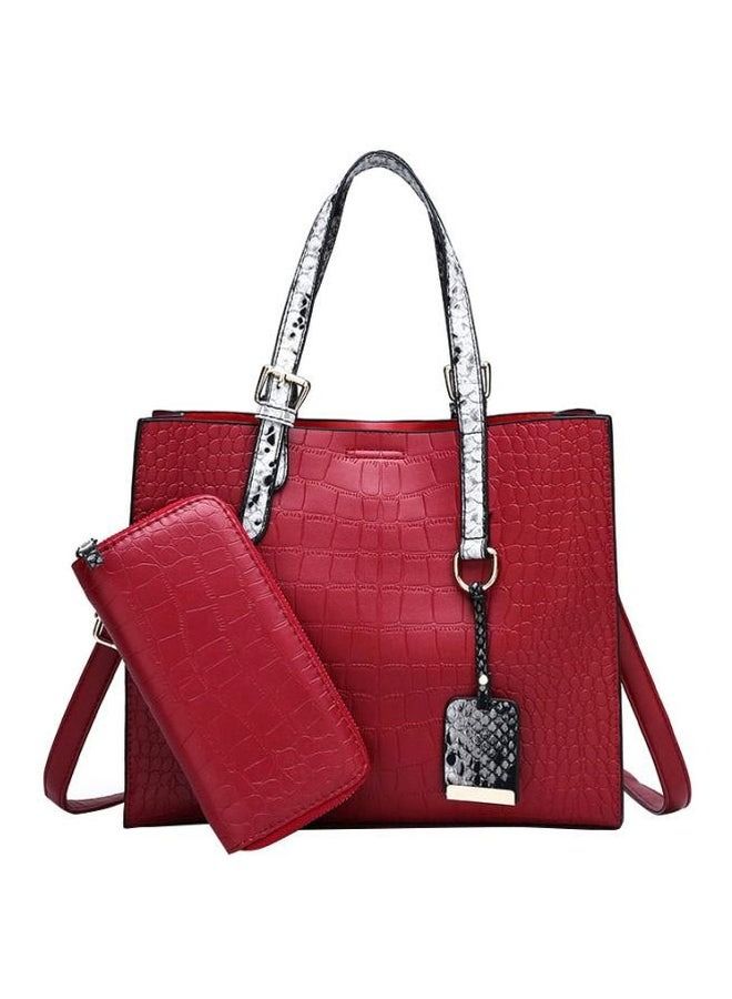 2-Piece Handbag Set Red/White/Black