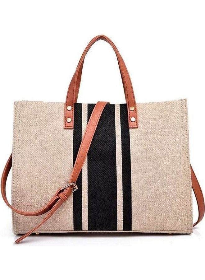 Black/beige/brown multicolored satchel bag