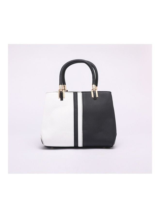 Black Vogue Patchwork Simple Design Large Capacity Tote Bag for Women