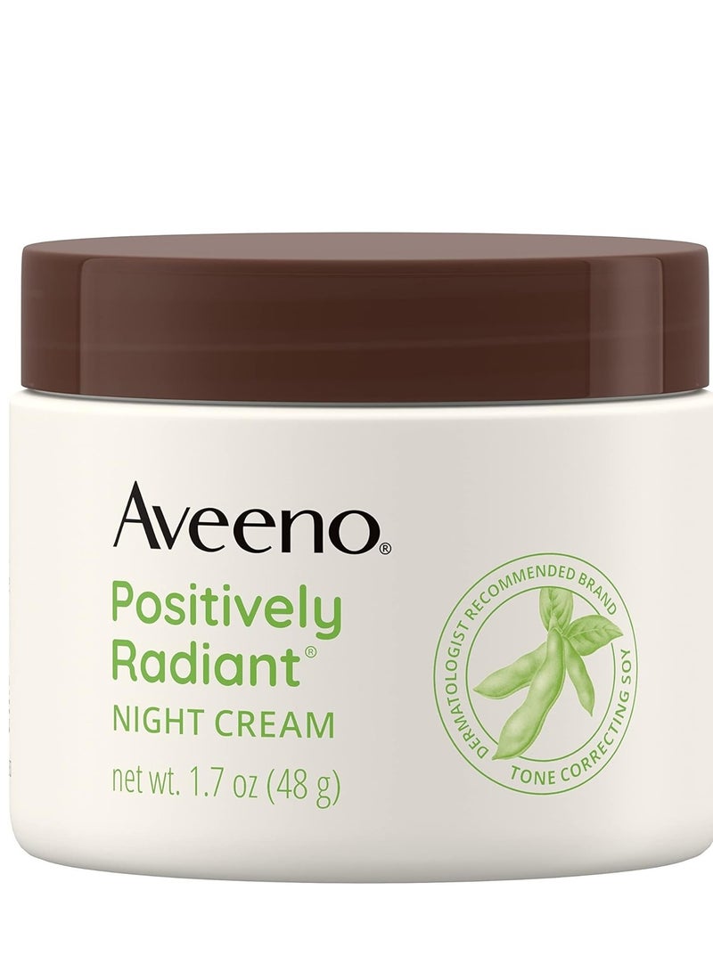 Positively Radiant Intensive Moisturizing Night Cream with Total Soy Complex & Vitamin B3, Oil-Free, Non-Greasy, Hypoallergenic & Non-Comedogenic, 1.7 oz