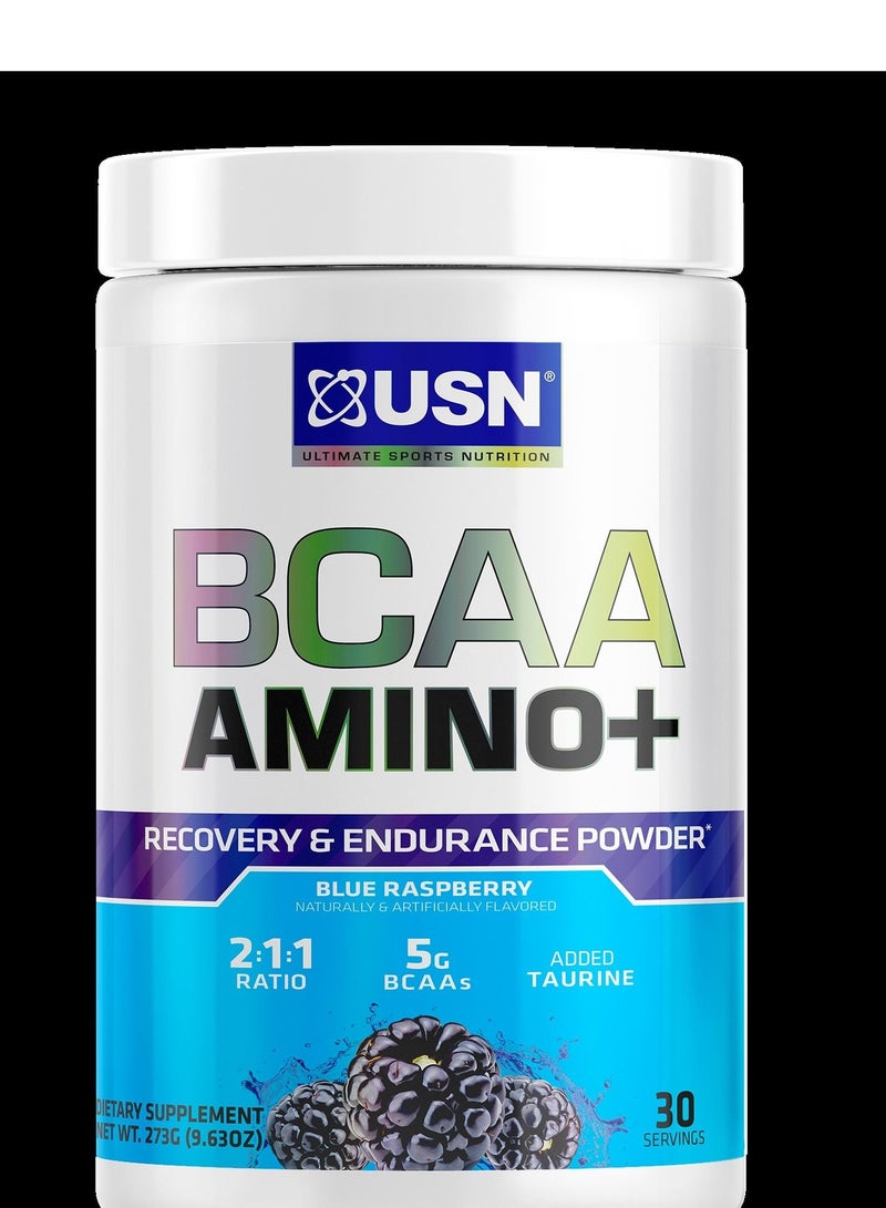 USN BCAA Amino Plus Recovery And Endurance powder Blue Raspberry 30 Servings 273g