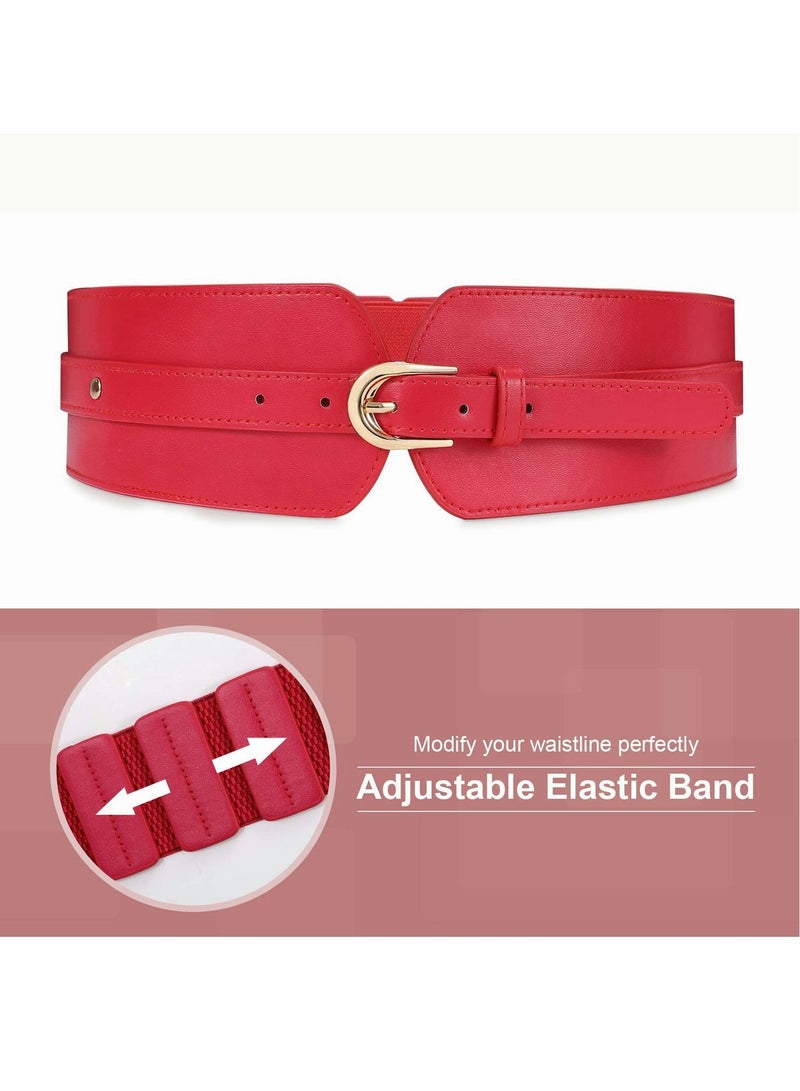 Stylish Women's Wide Elastic Waist Belt - Versatile Stretch Cinch Belt for Dresses with Trendy Layered Design