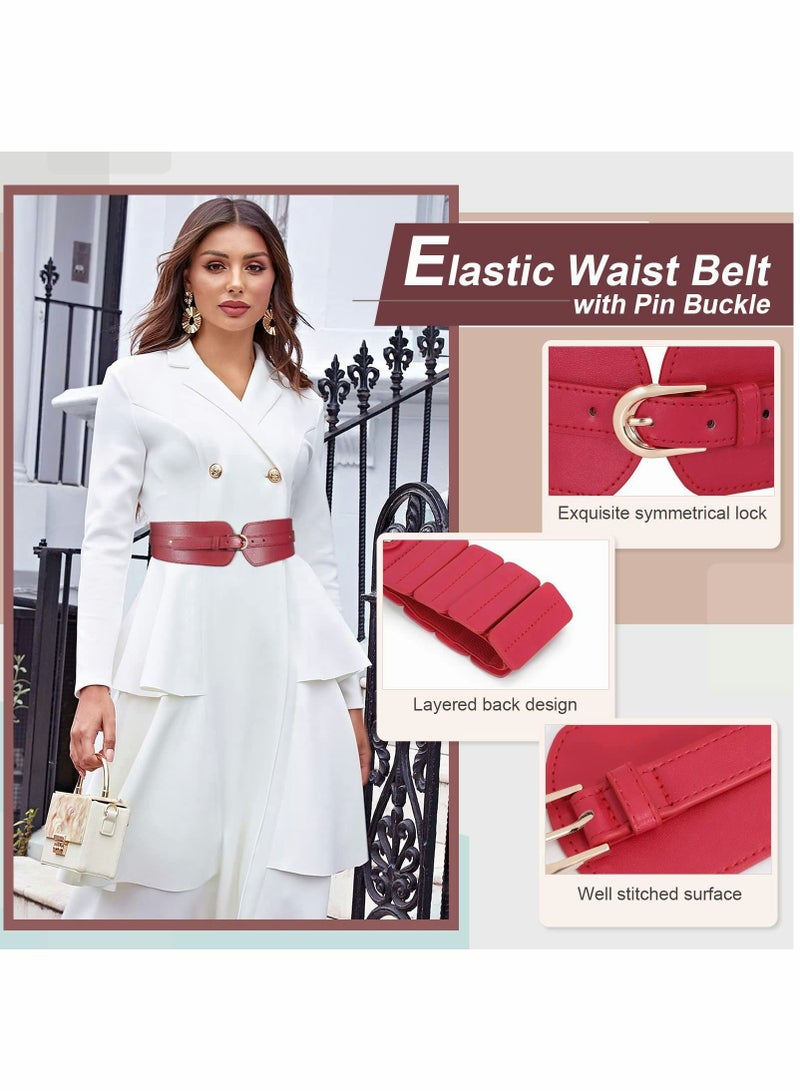 Stylish Women's Wide Elastic Waist Belt - Versatile Stretch Cinch Belt for Dresses with Trendy Layered Design