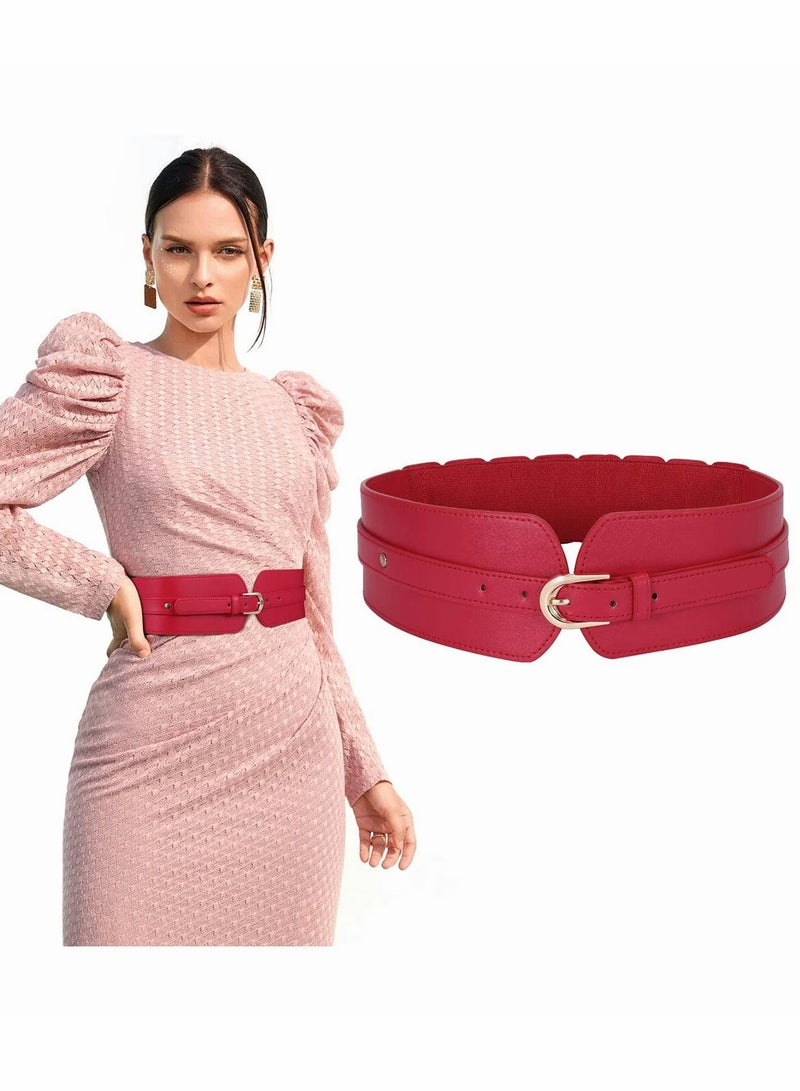 Stylish Women's Wide Elastic Waist Belt - Versatile Stretch Cinch Belt for Dresses with Trendy Layered Design