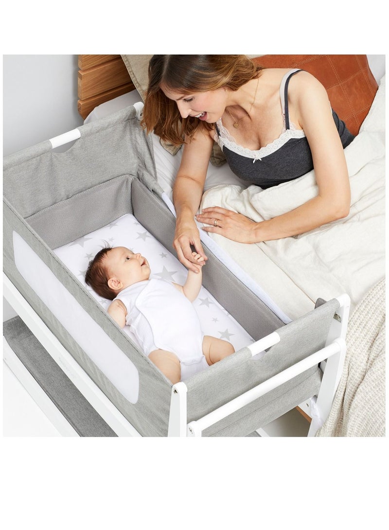 Pod4 Bedside Crib For Infant And Baby, Increased Air Flow For Better Sleep, 3D Breathable Mattress, Machine Washable Liner, Rocking Stand, Suitable From 0 To 6 Months ( L100 X 49 X H95) - Dusk