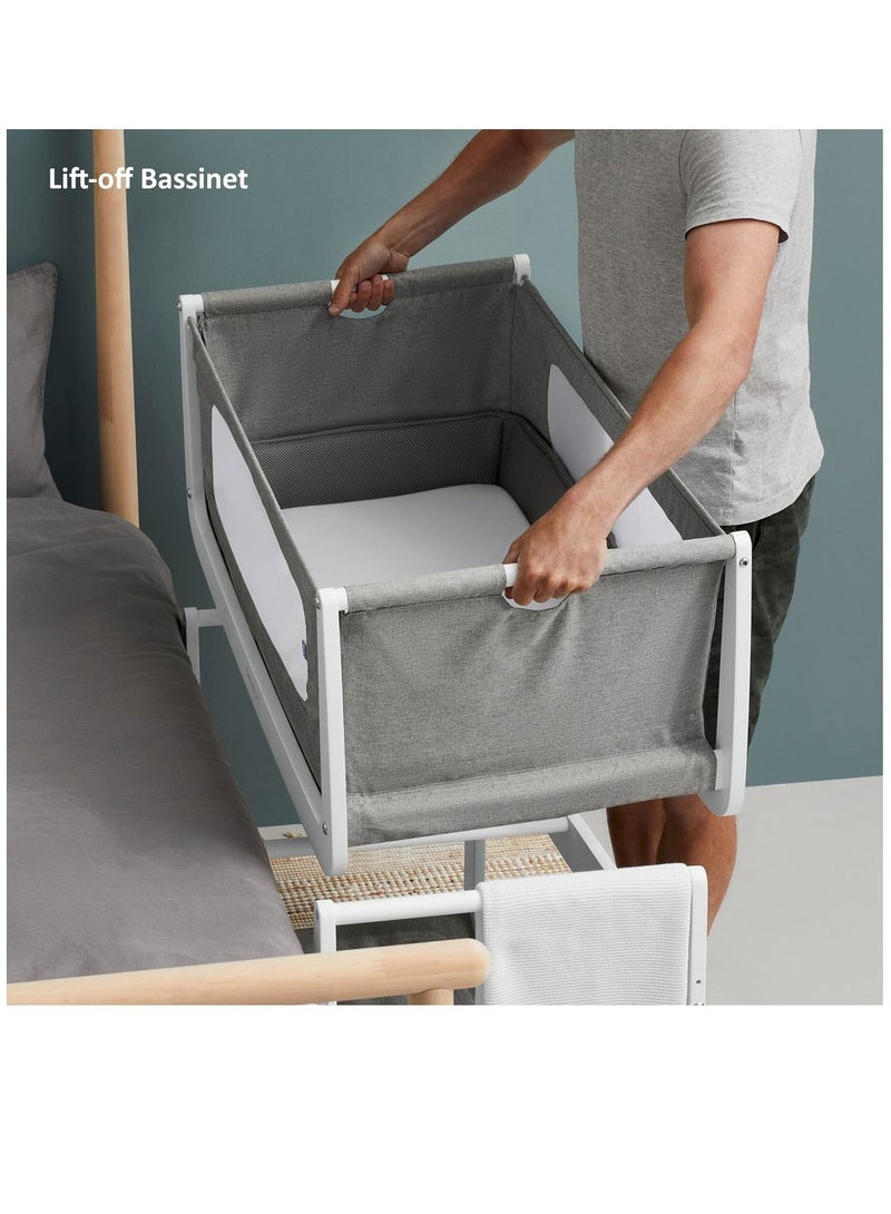 Pod4 Bedside Crib For Infant And Baby, Increased Air Flow For Better Sleep, 3D Breathable Mattress, Machine Washable Liner, Rocking Stand, Suitable From 0 To 6 Months ( L100 X 49 X H95) - Dusk