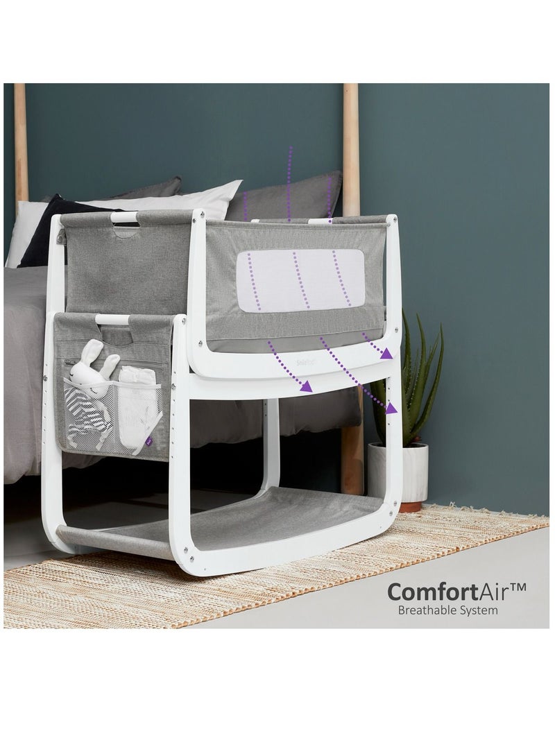 Pod4 Bedside Crib For Infant And Baby, Increased Air Flow For Better Sleep, 3D Breathable Mattress, Machine Washable Liner, Rocking Stand, Suitable From 0 To 6 Months ( L100 X 49 X H95) - Dusk