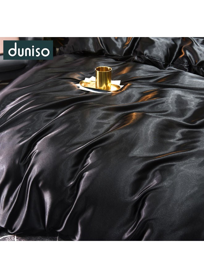 4-Piece Bedding Set Polyester Black 200x230cm