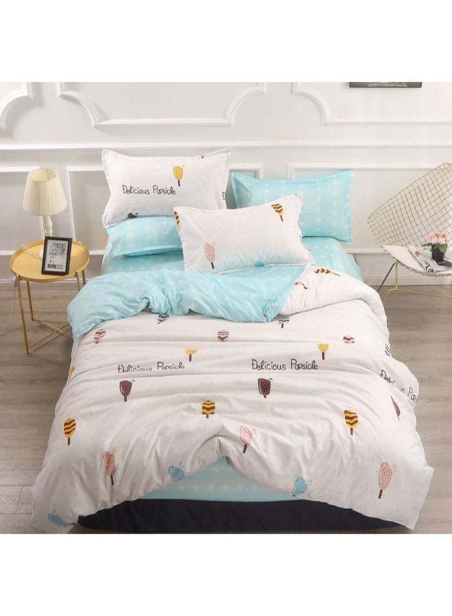 4-Piece European Style Duvet Cover Set Polyester White/Black/Yellow