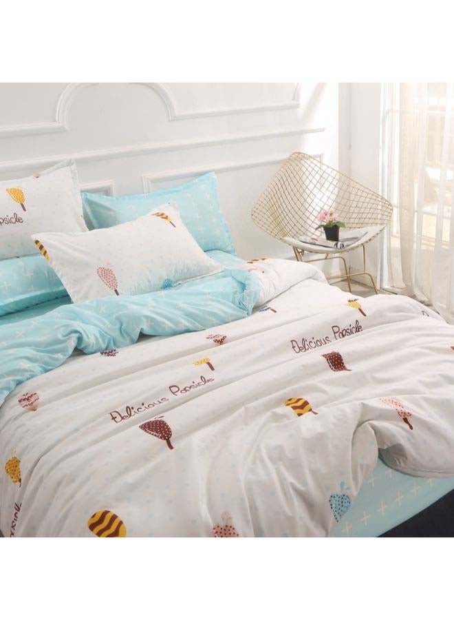 4-Piece European Style Duvet Cover Set Polyester White/Black/Yellow