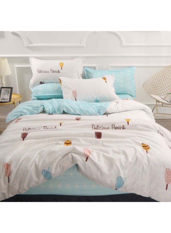 4-Piece European Style Duvet Cover Set Polyester White/Black/Yellow
