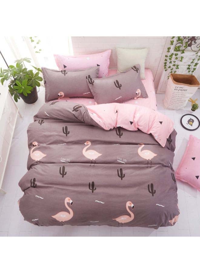 4-Piece European Style Jacquard Duvet Cover Set Polyester Brown