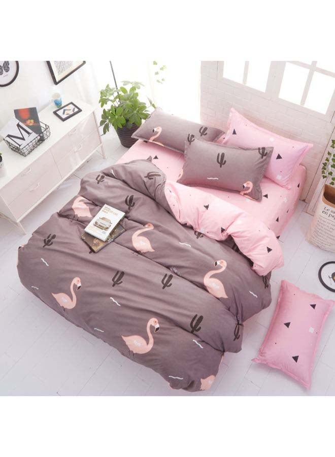 4-Piece European Style Jacquard Duvet Cover Set Polyester Brown