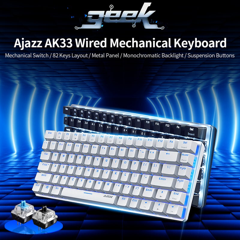 AK33 82 Keys USB Wired Monochromatic Backlight Gaming Keyboard