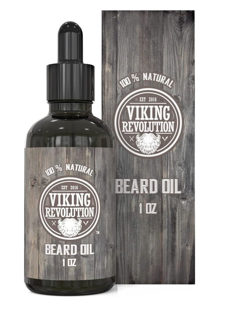 Viking Revolution Beard Oil Balm All Natural Unscented Argan and Jojoba Oils Softens and Strengthens Beard Growth Beard and Mustache Care Treatment