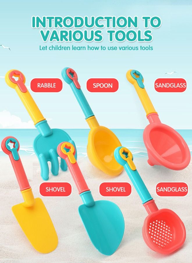 23Pcs Sand Molds Beach Toys, Sand Castle Building Kit, Children's Beach Bucket,Hourglass Tool,Beach Toys Sand Toys Set,Outside Playset