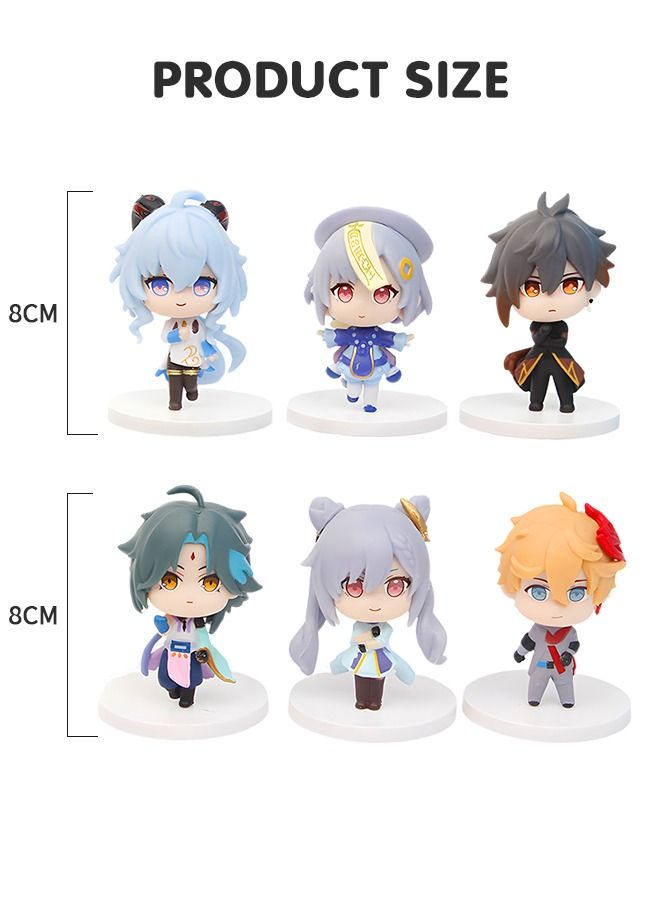 6 Pcs/Set Genshin Impact Figure Toys Collectible Doll Set Anime Statues Anime Creative Gift Character Model Toy Anime Figure Genshin Impact Collection Action Toy Set