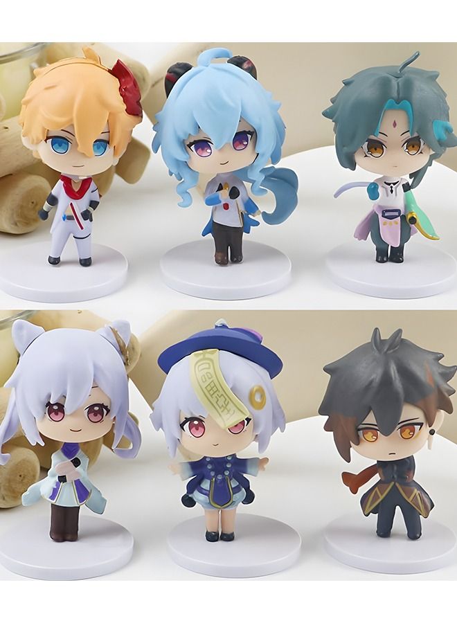 6 Pcs/Set Genshin Impact Figure Toys Collectible Doll Set Anime Statues Anime Creative Gift Character Model Toy Anime Figure Genshin Impact Collection Action Toy Set