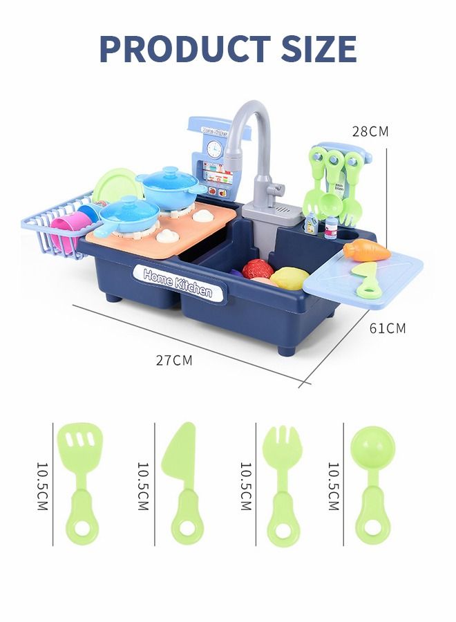 Kitchen Play Sink Toys, Fun & Educative Kids Toy Sink,Sink Toys with Cooking Stove Accessories, Dish Rack, Pot and Pan, Pretend Role Play Toy