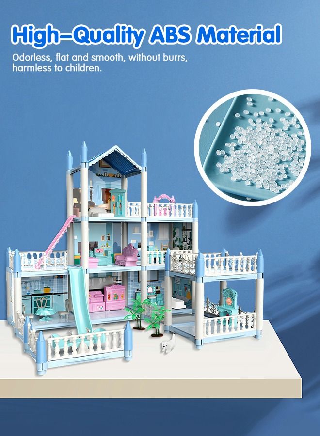 Doll House Dreamhouse for Girls,3-Story 7 Rooms Doll House,Fully Furnished Dollhouses,Pretend Play House with Accessories,Play House Accessories