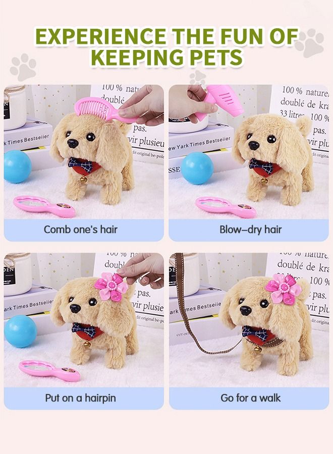 Walking Toy Dog,Walking, Barking,Tail Wagging, Kids Girls Plush Electronic Interactive Dog, Realistic Puppy Dog Toy for Kids,Plush Dog Animal Pet Toy