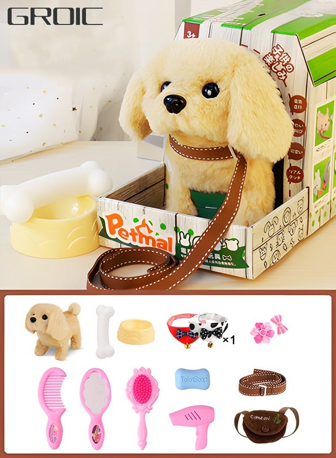 Walking Toy Dog,Walking, Barking,Tail Wagging, Kids Girls Plush Electronic Interactive Dog, Realistic Puppy Dog Toy for Kids,Plush Dog Animal Pet Toy