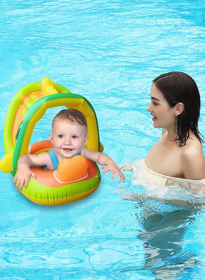 Inflatable Baby Pool Float Swimming Ring with Sun Canopy with Inflator Pump,Dinosaur Infant Pool Float for Kids,Babys' Inflatable Seat,Pool Supplies